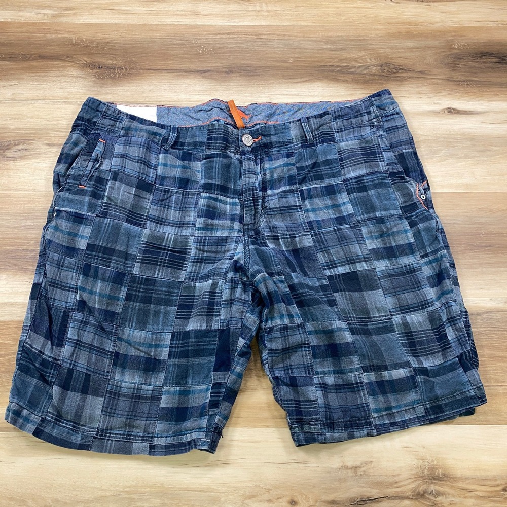 Tommy Bahama Patchwork Shorts Mens 42 Blue Plaid Cotton Heritage Preppy 10"